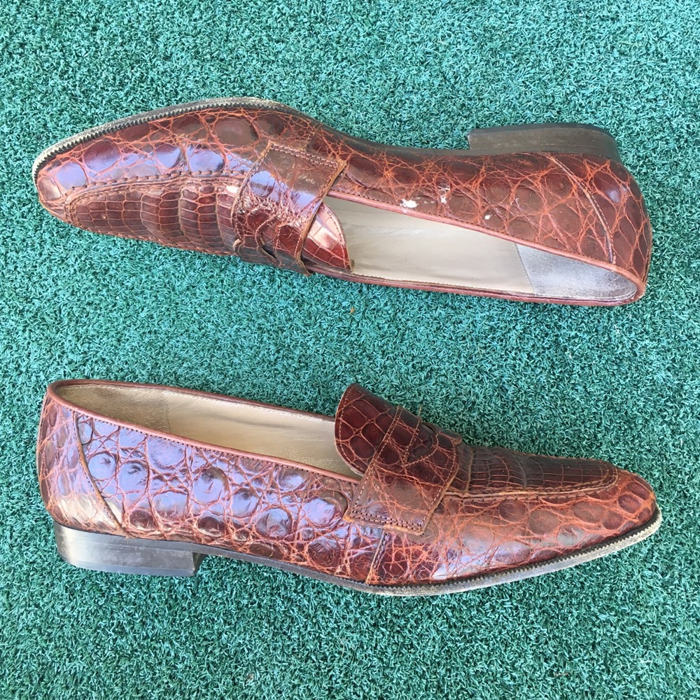 Sesto Meucci Vintage Crocodile Leather Loafer Luggage 9.5 - Picture 4 of 16
